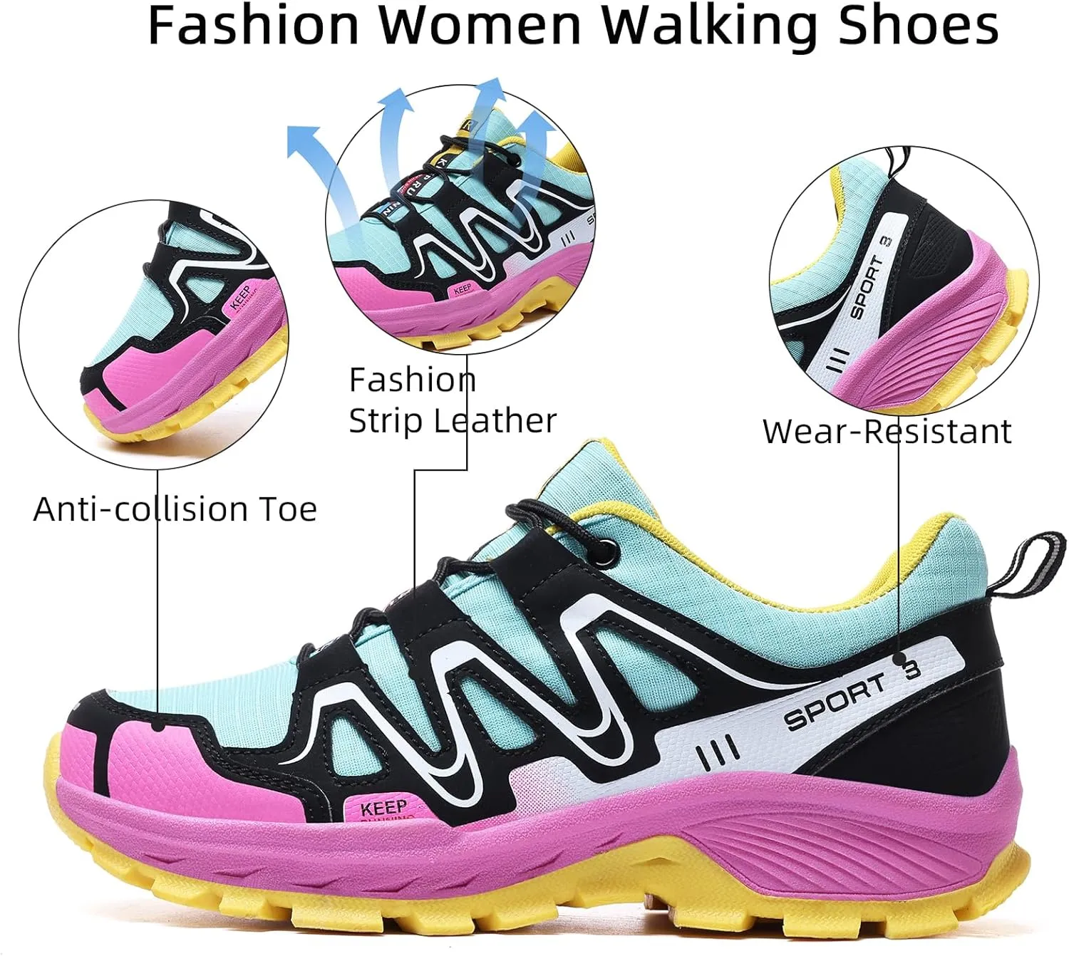 Women Fashion Sneakers Colorful Walking Leather Casual Shoes Lace-Up Non-Slip Lightweight Breathable Comfortable Running Tennis Platform Shoes for Women