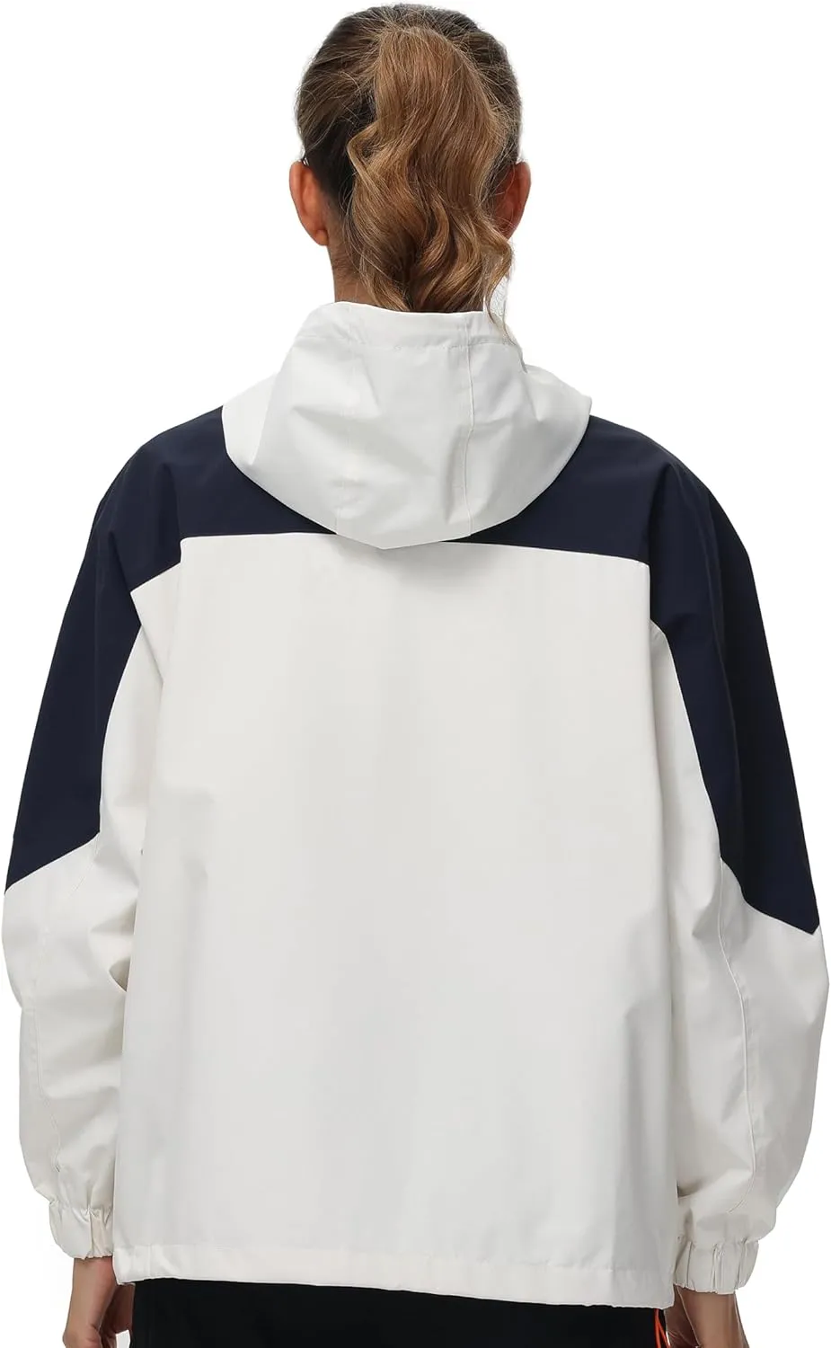 Women Rain Jacket with Adjustable Hood Fashion Lightweight Raincoat Waterproof Soft Shell Windbreaker