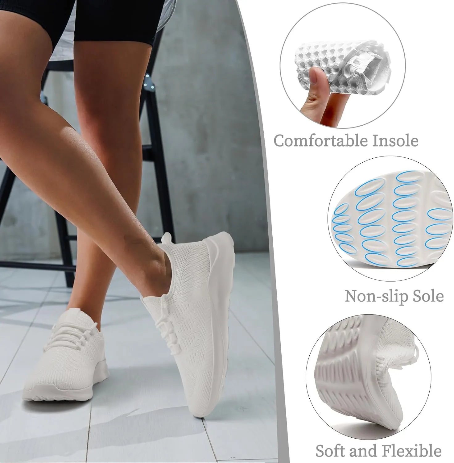 Women Running Shoes Tennis Walking Gym Sneakers Athletic Slip on Workout Sport Shoe