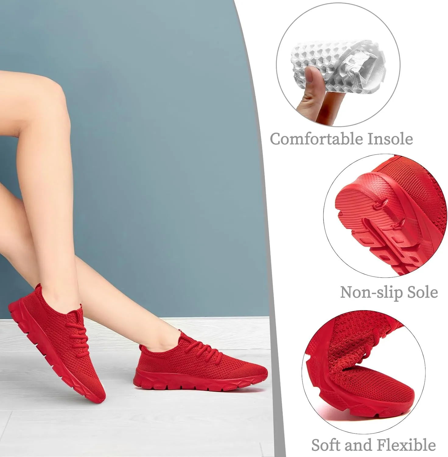 Women Running Tennis Walking Gym Shoes Athletic Slip on Sneakers Workout Sport Shoe