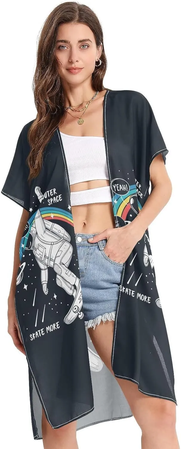 Women Swimwear Cover Ups Short Sleeve Swimsuit Coverups Cardigans Kimono (S-L)