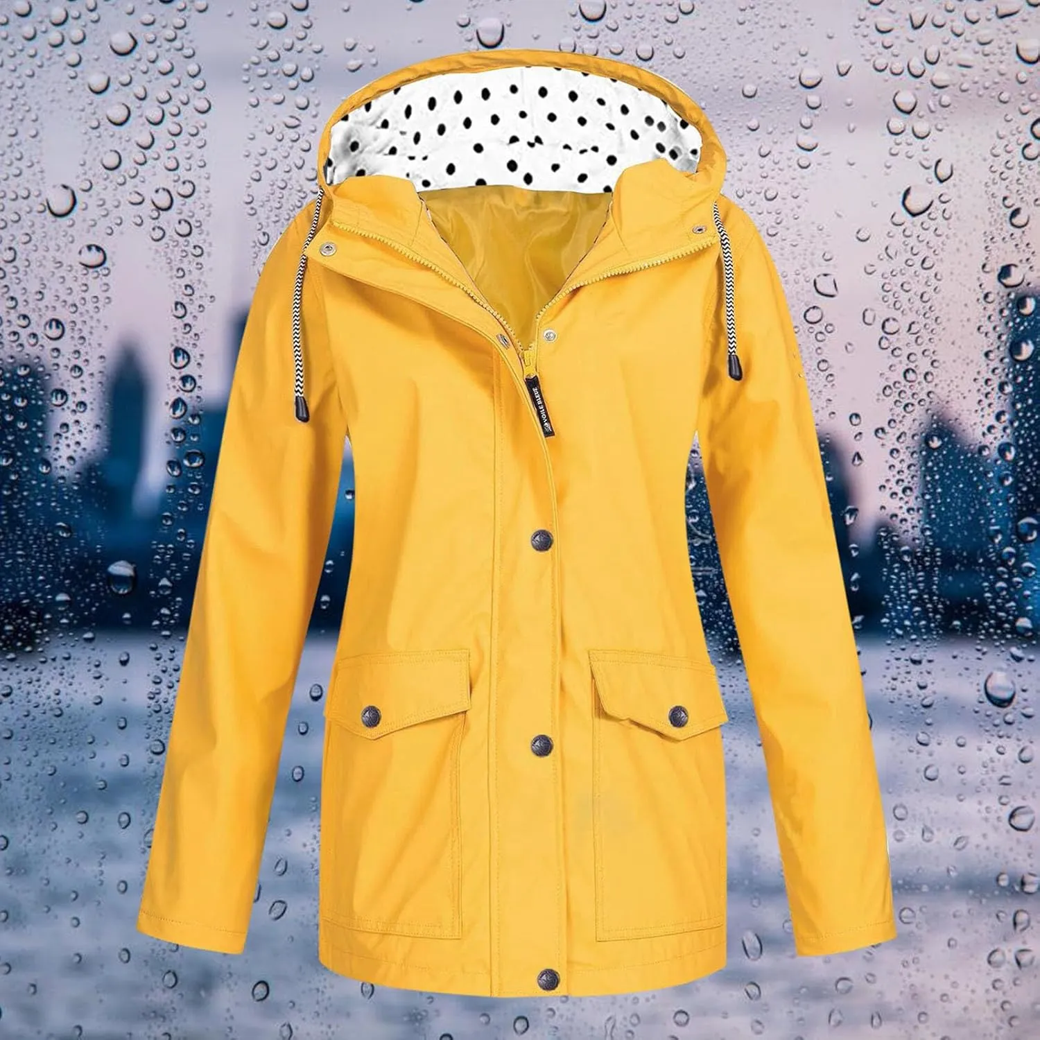 Women Waterproof Outdoor Hiking Raincoat Women Lined Rain Jacket Lightweight Hooded Jackets Trench Coats