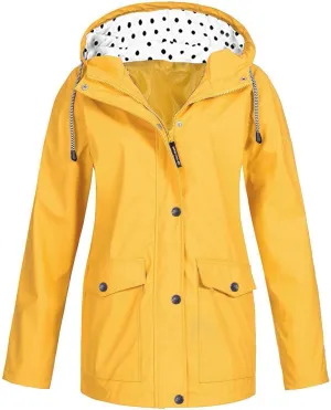 Women Waterproof Outdoor Hiking Raincoat Women Lined Rain Jacket Lightweight Hooded Jackets Trench Coats