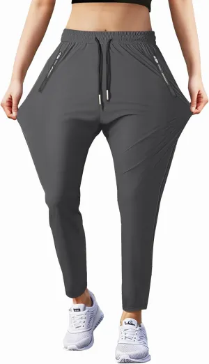 Women's Outdoor Hiking Pants Lightweight Comfortable Breathable Quick Dry Stretchy Running Athletic Pants with Zipper Pocket