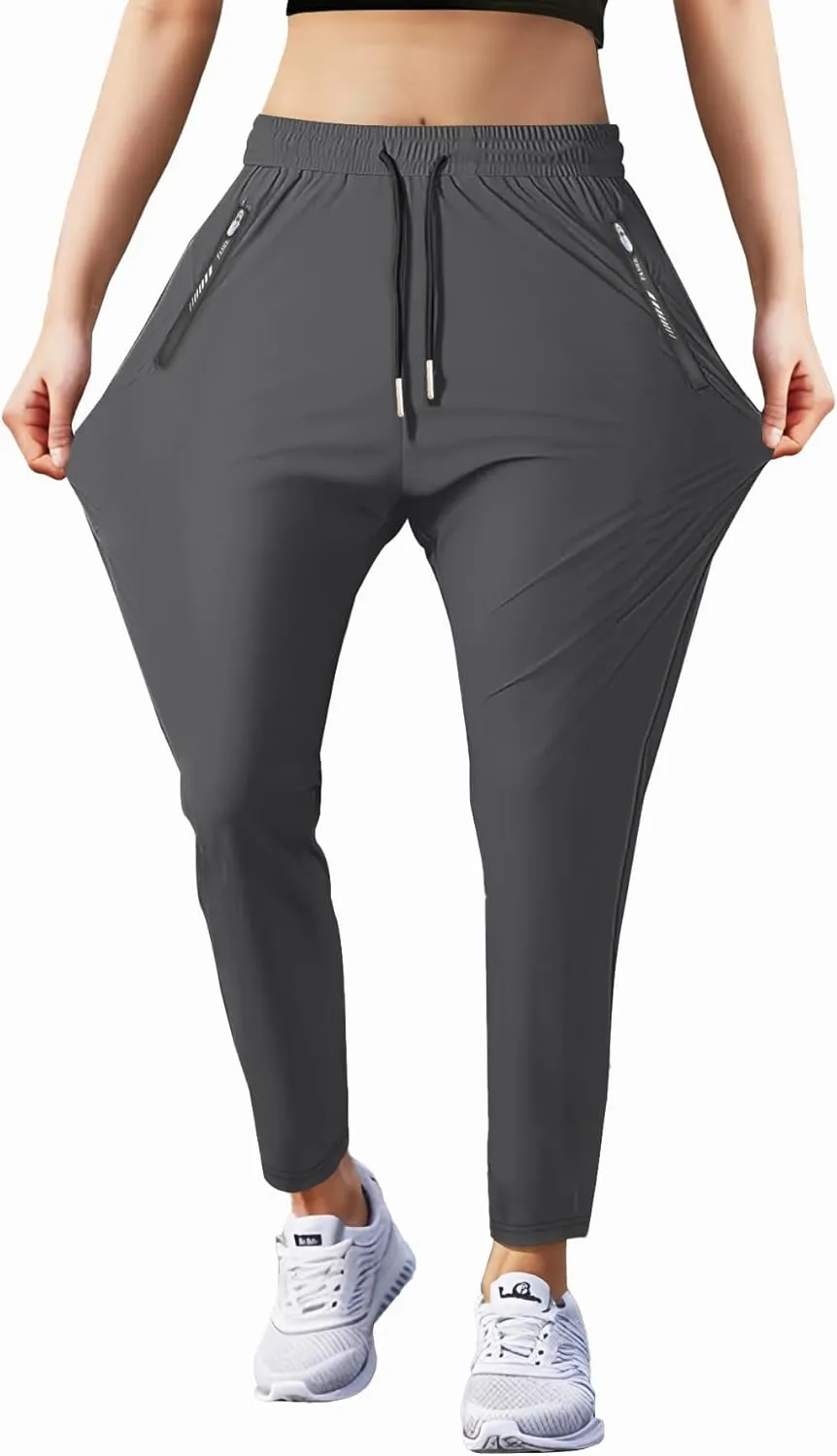 Women's Outdoor Hiking Pants Lightweight Comfortable Breathable Quick Dry Stretchy Running Athletic Pants with Zipper Pocket