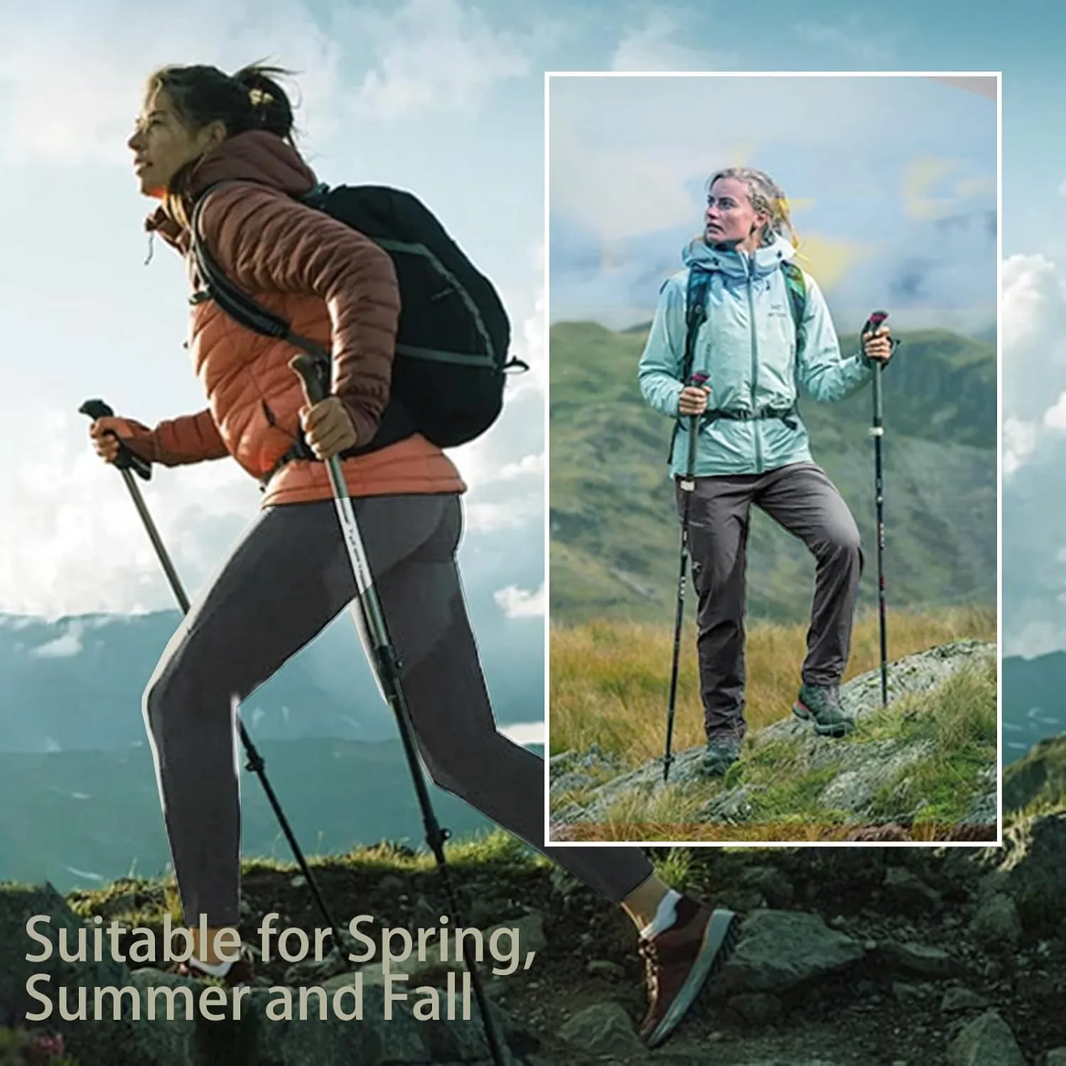 Women's Outdoor Hiking Pants Lightweight Comfortable Breathable Quick Dry Stretchy Running Athletic Pants with Zipper Pocket