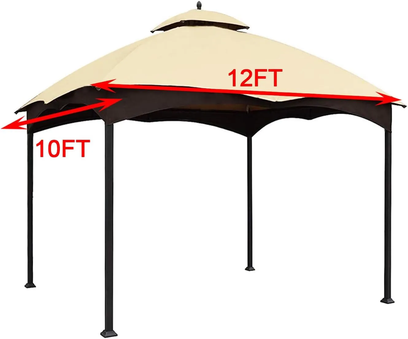 Wonwon Gazebo Replacement Canopy Top Cover 10X12 Double Tiered Canopy Roof for Lowe's Allen Roth Gazebo Model #GF-12S004BTO/GF-12S004B-1 (Beige), Beige-12ft-ZPD