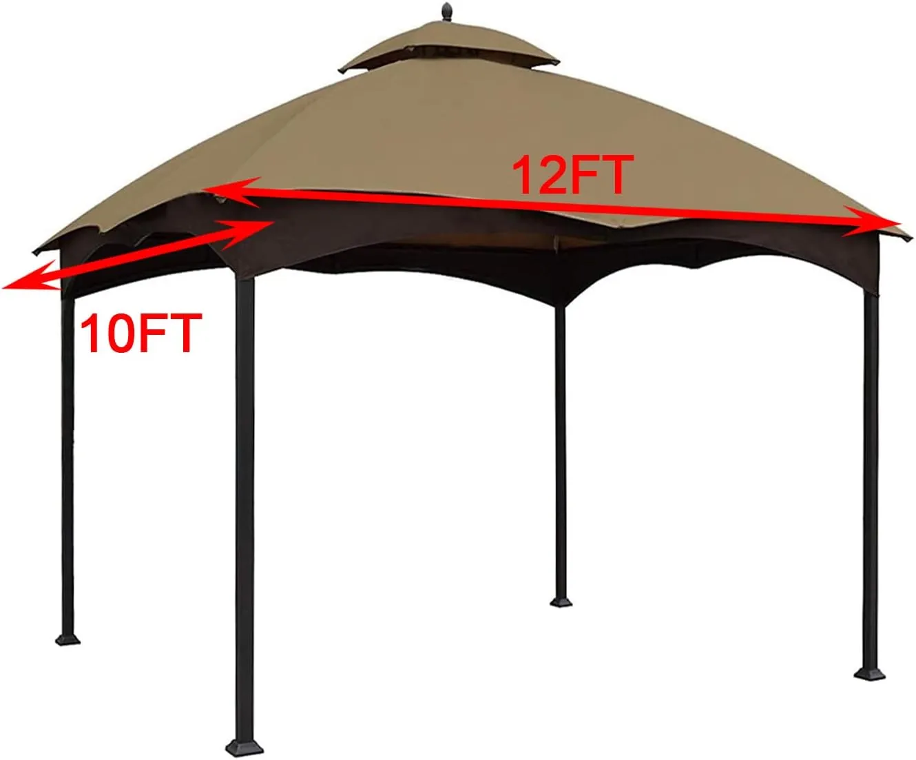 Wonwon Gazebo Replacement Canopy Top Cover 10X12 Double Tiered Canopy Roof for Lowe's Allen Roth Gazebo Model #GF-12S004BTO/GF-12S004B-1 (Khaki)