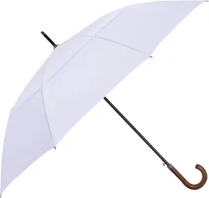 Wooden J-Handle Umbrella, 54/62 / 68 inch, UV & Classic Versions, Large Windproof Stick Umbrella, Auto Open for Men and Women Golf umbrella (white, 54”Black-pack-of-2)