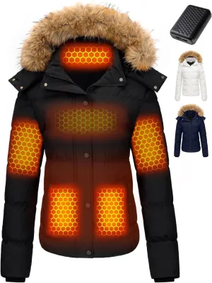 Wulcea Graphene Heated Jacket For Women 12V 18400mAh Fast Charge With Large Capacity