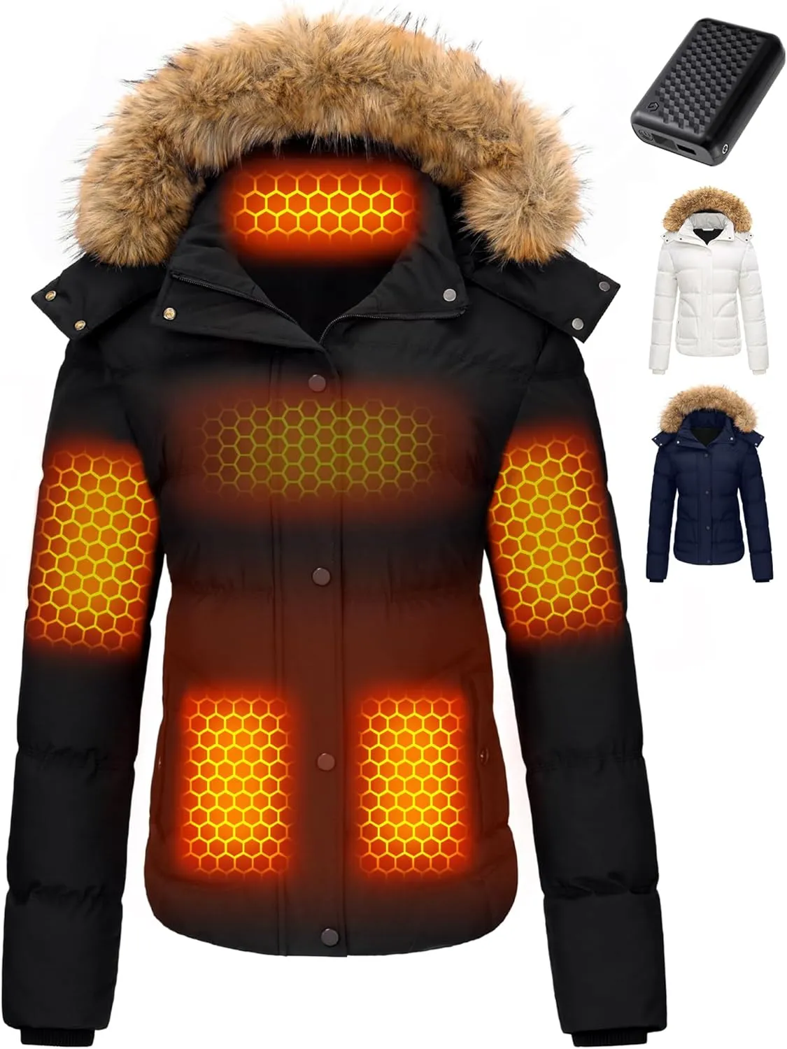 Wulcea Graphene Heated Jacket For Women 12V 18400mAh Fast Charge With Large Capacity