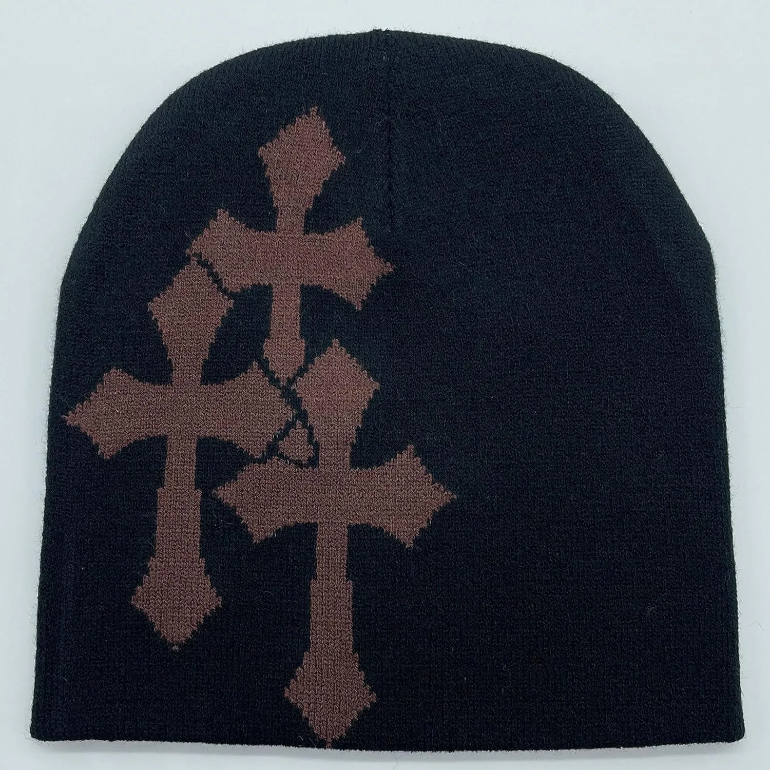 Y2K Knitted Beanies Hat Cross Graphics Men Women Jacquard Hat Punk Solid Color Hat Outdoor Sports Trend Beanie