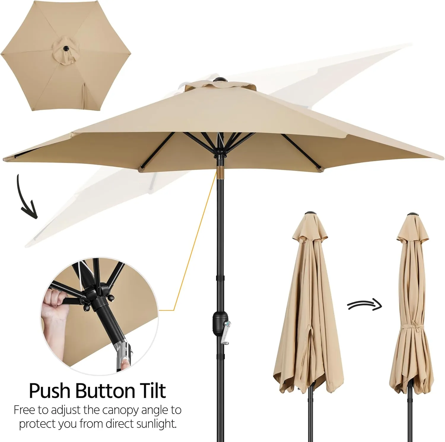 Yaheetech 9FT Outdoor Patio Umbrella, Outdoor Table Umbrella with Push Button Tilt and Crank, Yard Sun Shade, UV Protection Waterproof for Garden/Deck/Backyard/Pool