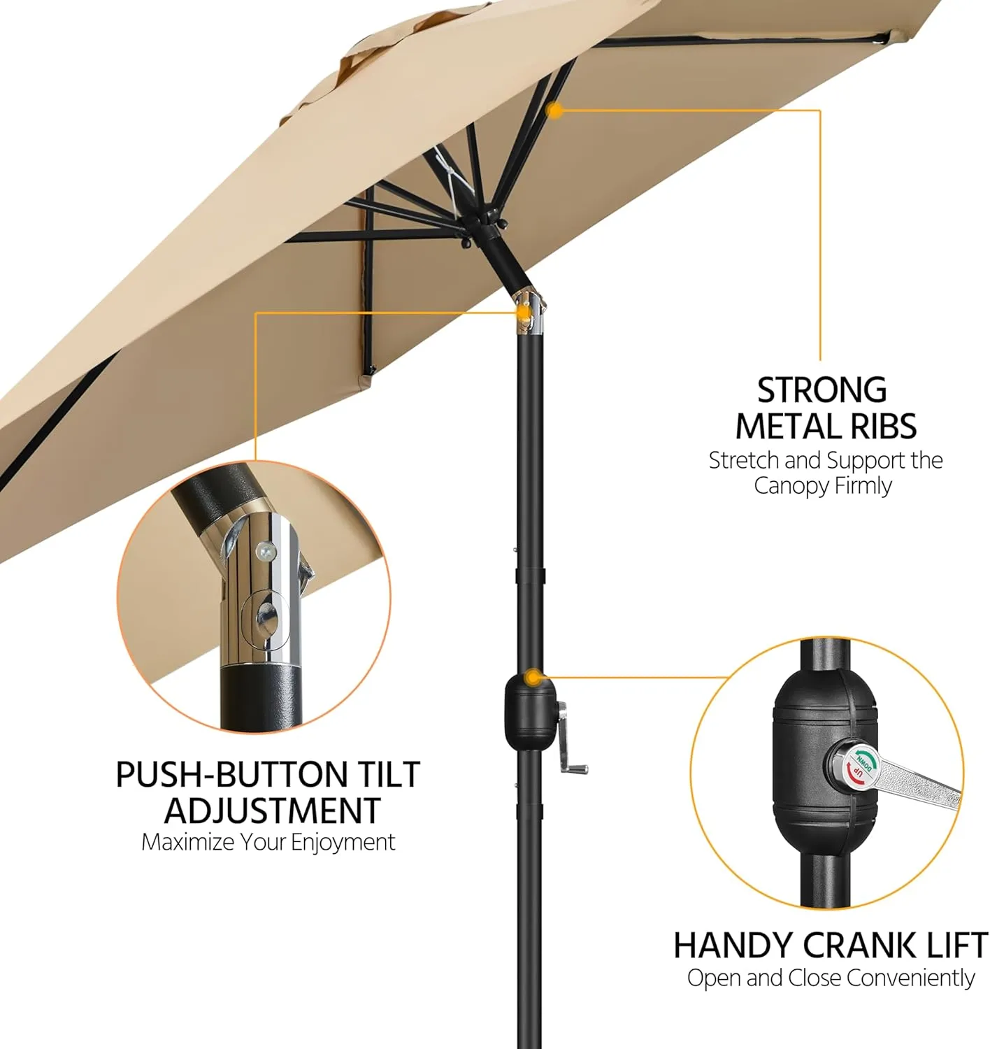 Yaheetech 9FT Outdoor Patio Umbrella, Outdoor Table Umbrella with Push Button Tilt and Crank, Yard Sun Shade, UV Protection Waterproof for Garden/Deck/Backyard/Pool