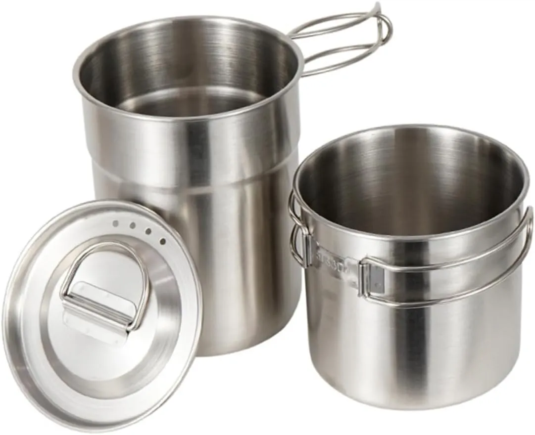 YARNOW 304 Steel Portable Camping Cup Set Foldable Hiking Cups Handle for Bbq Picnic