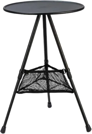 Yeory Portable Camping Table, 14.5" Round Adjustable Height Camping Table with Storage Mesh, Lightweight Aluminum Folding Desk with Carry Case for Travel, with Storage