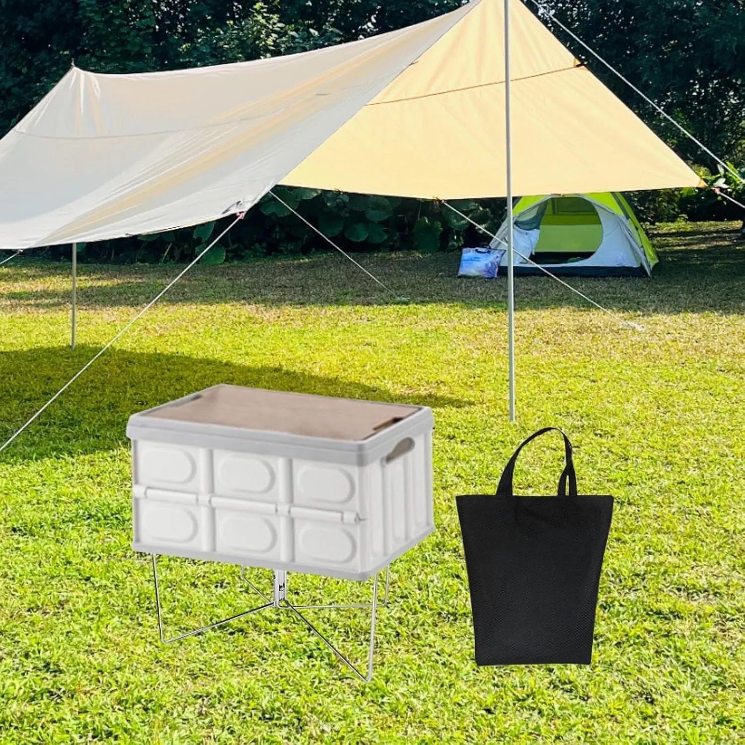 Yiju Foldable Cooler Stand Water Container Stand Sturdy Multifunctional Luggage Rack with Storage Bag for Travel Fishing Outdoor