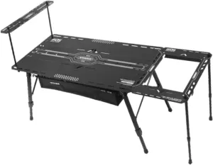 Yiju Outdoor Camping Table Foldable Adjustable Height Multifunctional Practical Sturdy Wide Desktop Picnic Table for RV Courtyard, Black