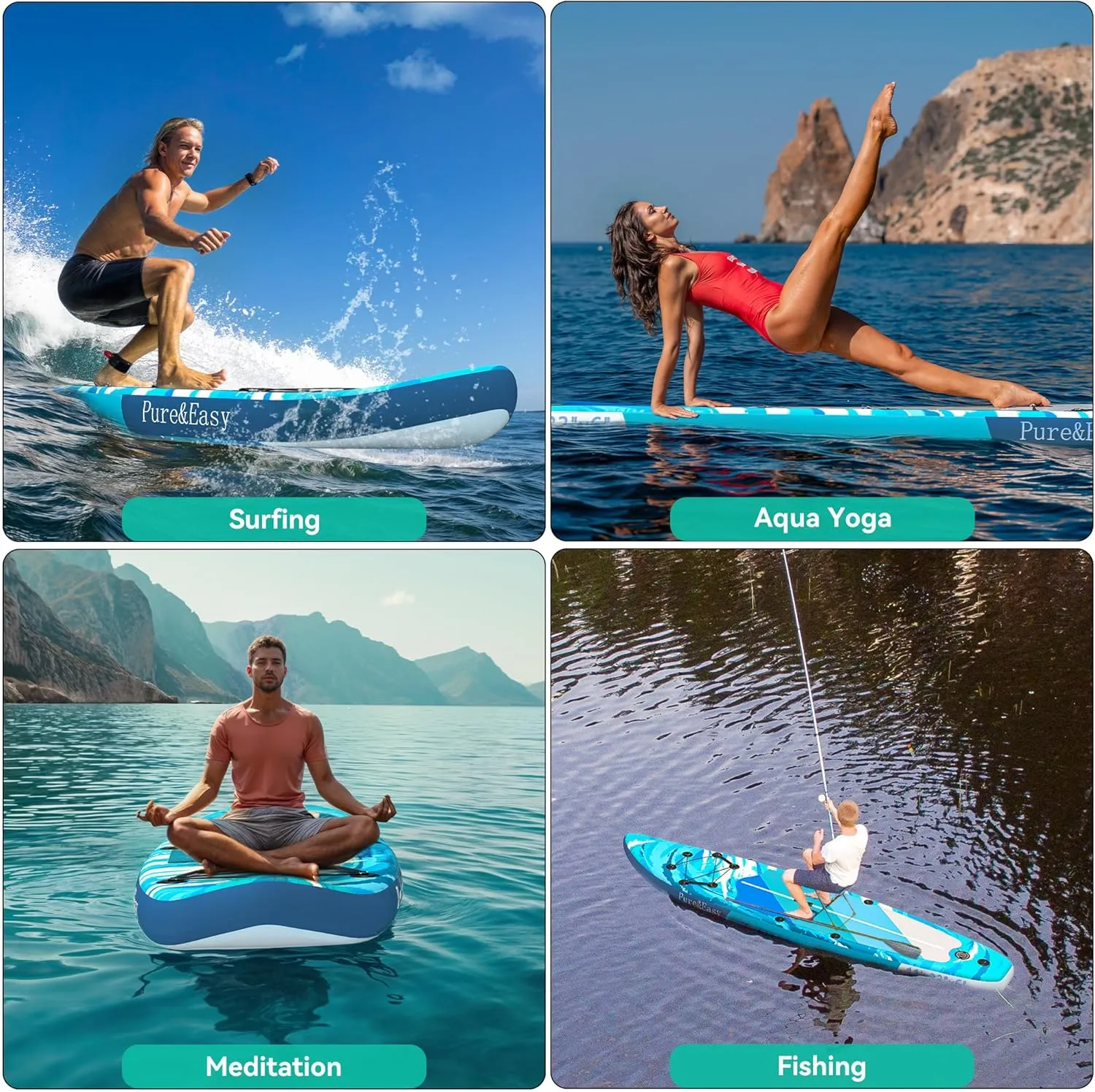 YITAHOME 11 FT Inflatable Stand Up Paddle Board for All Skill Levels, PVC SUP Paddleboard with Complete Accessories, Wide and Non-Slip Comfort Deck for Youth & Adults