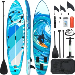 YITAHOME 11 FT Inflatable Stand Up Paddle Board for All Skill Levels, PVC SUP Paddleboard with Complete Accessories, Wide and Non-Slip Comfort Deck for Youth & Adults
