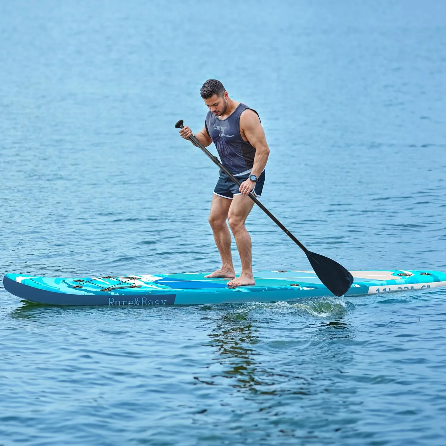 YITAHOME 11 FT Inflatable Stand Up Paddle Board for All Skill Levels, PVC SUP Paddleboard with Complete Accessories, Wide and Non-Slip Comfort Deck for Youth & Adults