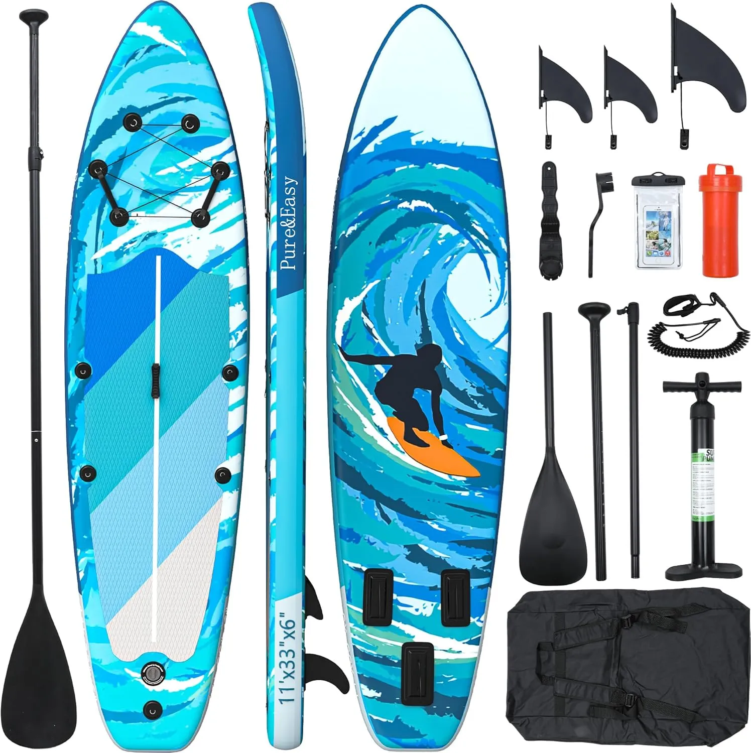YITAHOME 11 FT Inflatable Stand Up Paddle Board for All Skill Levels, PVC SUP Paddleboard with Complete Accessories, Wide and Non-Slip Comfort Deck for Youth & Adults