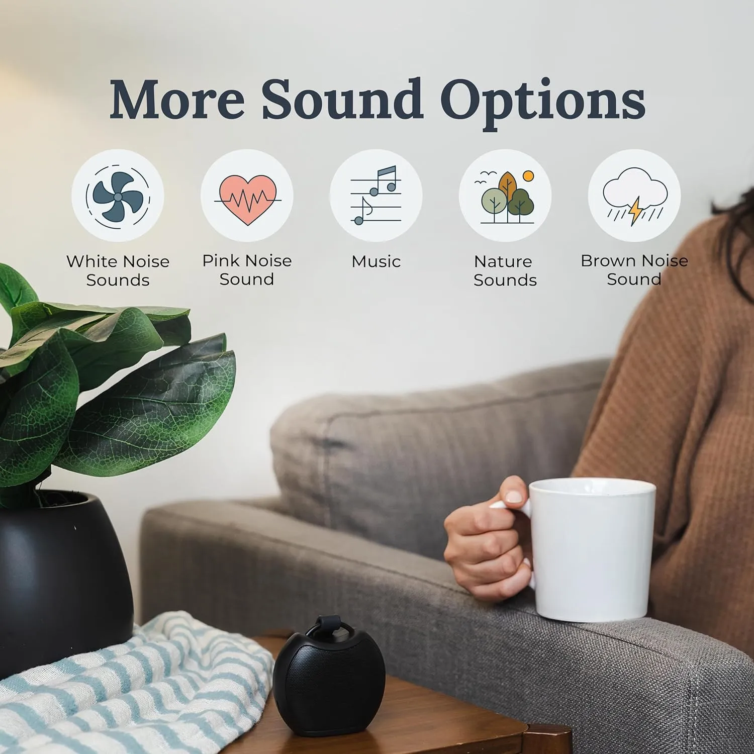 Yogasleep Rohm  Travel White Noise Machine, with Wireless Speaker & Charging, 20 Soothing Natural Sounds, Noise Canceling for Sleep Aid, Office Privacy & Meditation, Compact Size (Black)