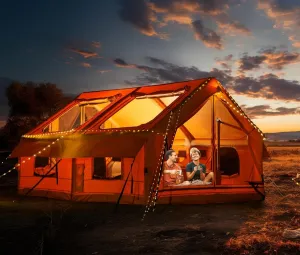 YOLENY Classic Inflatable Camping Tent for 6-12 Person, 4 Season Blow Up Tent with Mesh Windows & Pumps