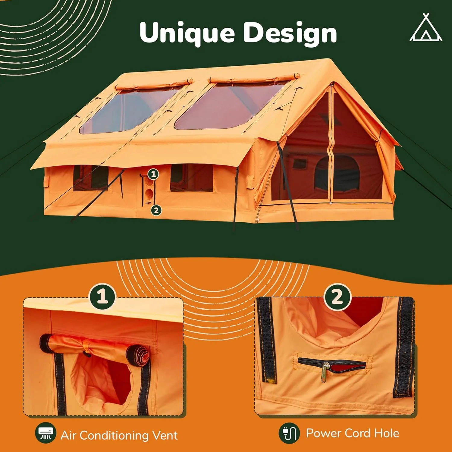 YOLENY Classic Inflatable Camping Tent for 6-12 Person, 4 Season Blow Up Tent with Mesh Windows & Pumps