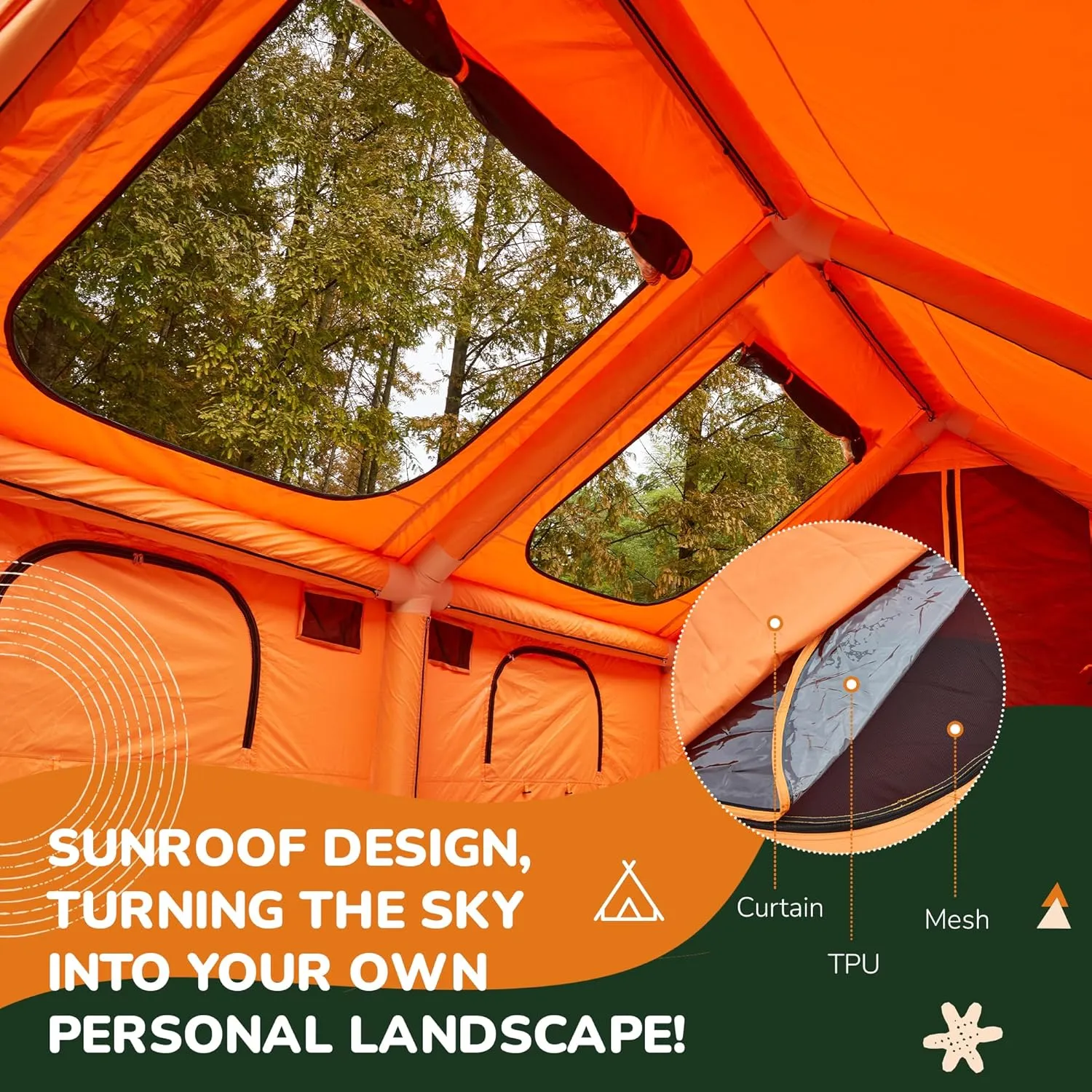 YOLENY Classic Inflatable Camping Tent for 6-12 Person, 4 Season Blow Up Tent with Mesh Windows & Pumps