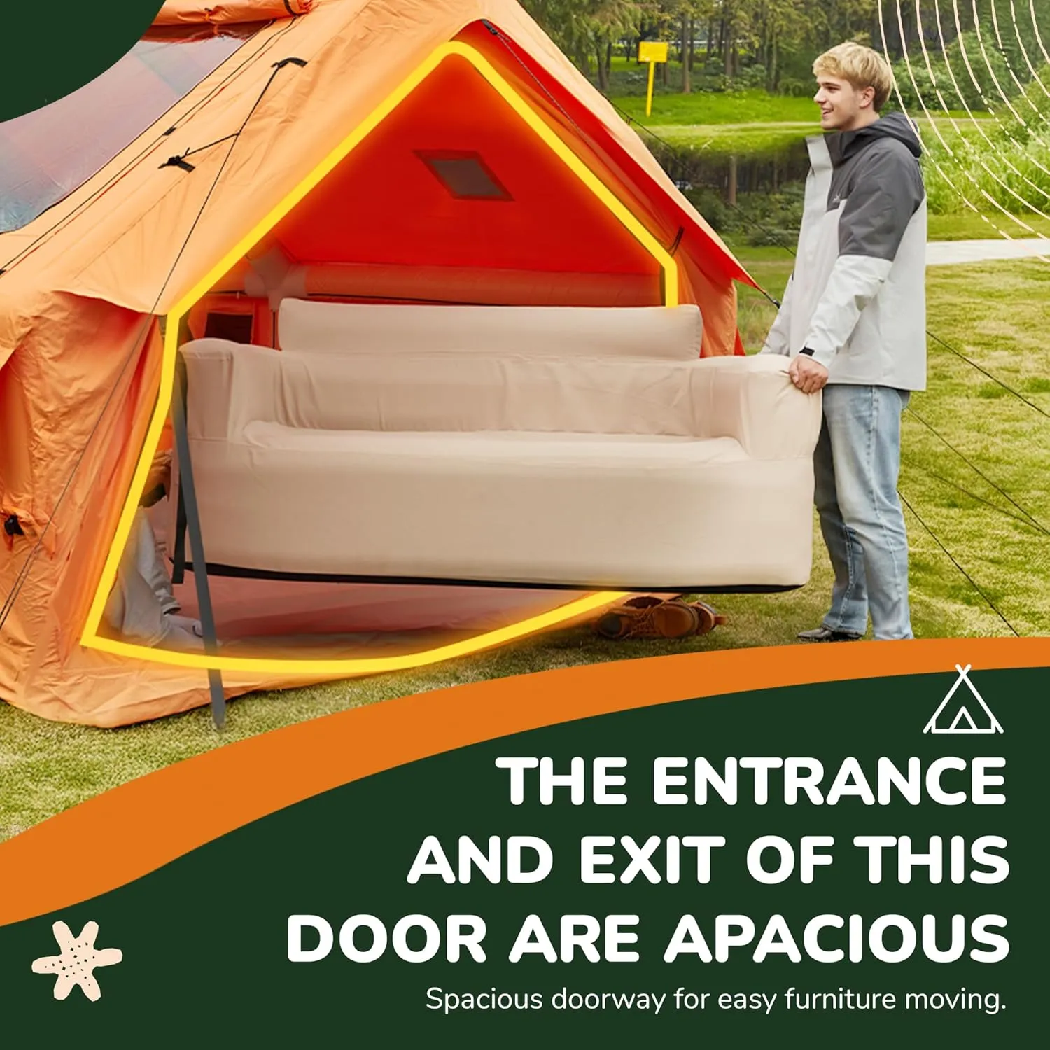 YOLENY Classic Inflatable Camping Tent for 6-12 Person, 4 Season Blow Up Tent with Mesh Windows & Pumps