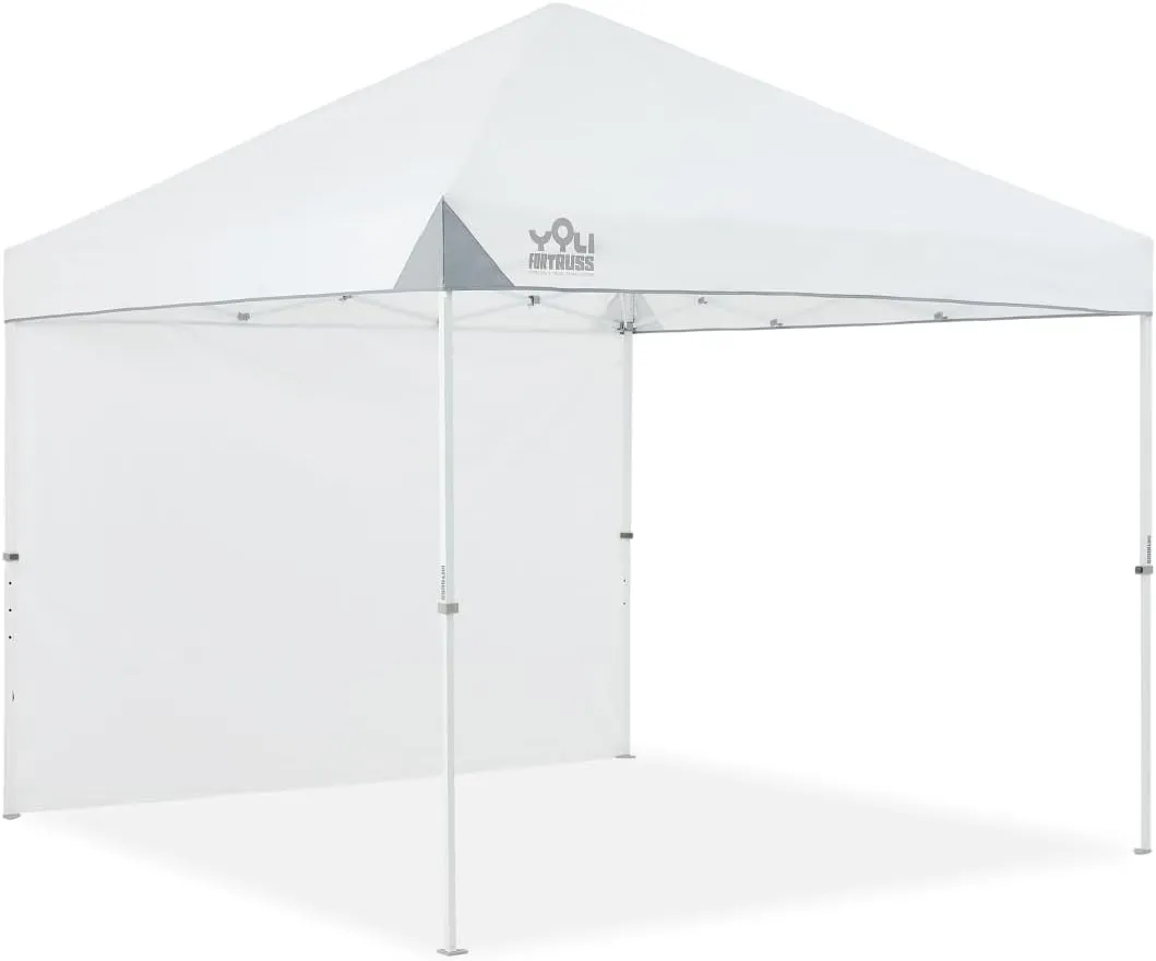 YOLI FORTRUSS EasyLift 10’x10’ Pop Up Instant Canopy with Reinforced Y-Truss Frame, 99% UV Protection, Water Resistant & Fire-Retardant Top, 4 Height Settings with Sidewall and Wheeled Carry Bag