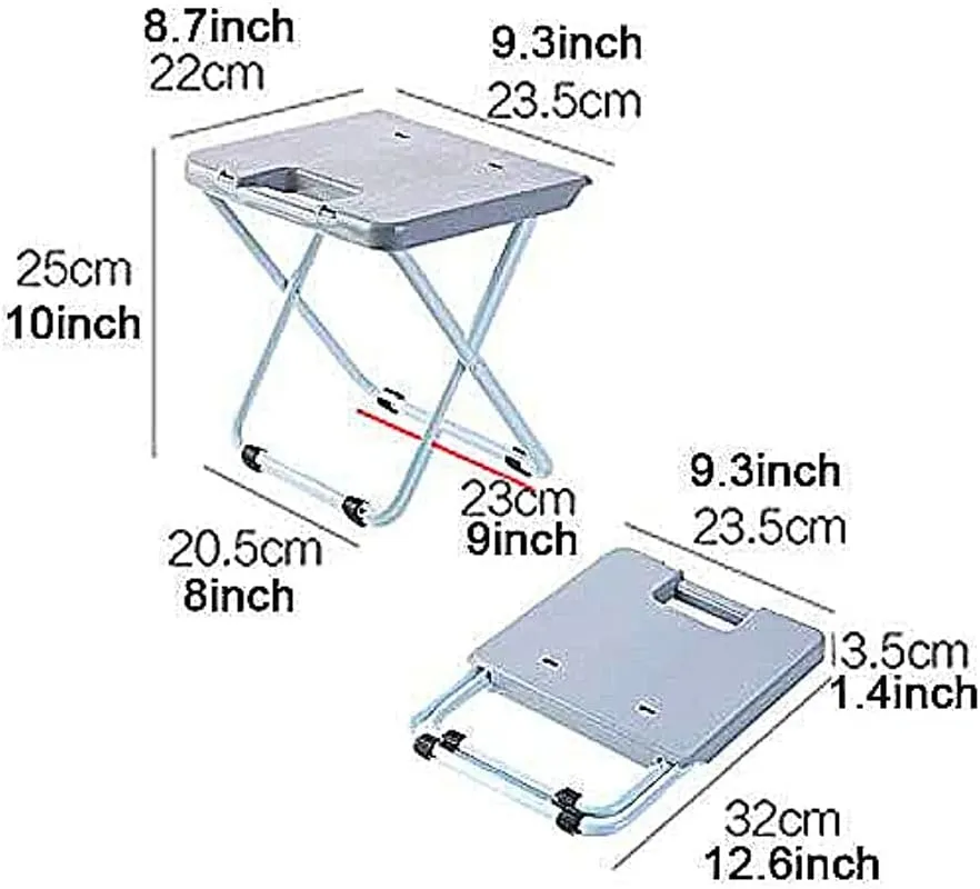 Yosogo Portable Folding Stool, 10” Lightweight Compact Collapsible Chair, Heavy Duty PP, Steel Frame Legs, 250lbs Capacity, Outdoor Travel, Beach, Fishing, BBQ, Camping, Hiking, Picnic, 1 Pack Gray