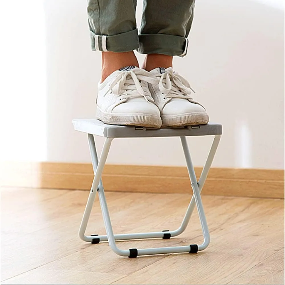 Yosogo Portable Folding Stool, 10” Lightweight Compact Collapsible Chair, Heavy Duty PP, Steel Frame Legs, 250lbs Capacity, Outdoor Travel, Beach, Fishing, BBQ, Camping, Hiking, Picnic, 1 Pack Gray