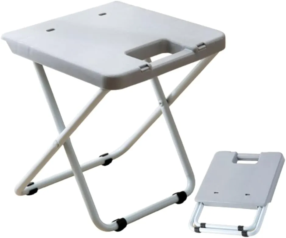 Yosogo Portable Folding Stool, 10” Lightweight Compact Collapsible Chair, Heavy Duty PP, Steel Frame Legs, 250lbs Capacity, Outdoor Travel, Beach, Fishing, BBQ, Camping, Hiking, Picnic, 1 Pack Gray
