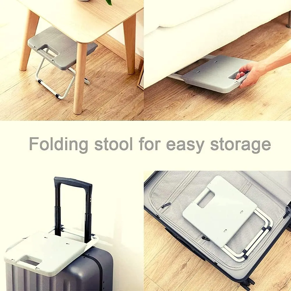 Yosogo Portable Folding Stool, 10” Lightweight Compact Collapsible Chair, Heavy Duty PP, Steel Frame Legs, 250lbs Capacity, Outdoor Travel, Beach, Fishing, BBQ, Camping, Hiking, Picnic, 1 Pack Gray
