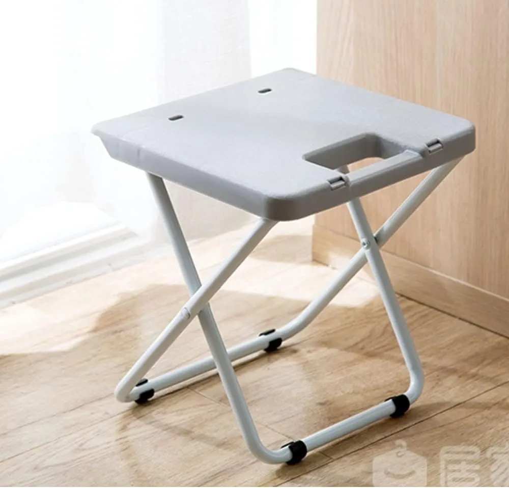 Yosogo Portable Folding Stool, 10” Lightweight Compact Collapsible Chair, Heavy Duty PP, Steel Frame Legs, 250lbs Capacity, Outdoor Travel, Beach, Fishing, BBQ, Camping, Hiking, Picnic, 1 Pack Gray