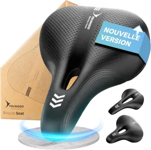YOUNGDO Waterproof Bike Saddle with Memory Foam, Comfort Bicycle Saddle Seat Cushion Universal Fit, Shock Absorbing fit Peloton Bike Mountain Bike Road Bike Exercise Bike for Men and Women