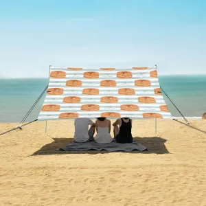 Yummy Pancakes and Honey Beach Canopy Tent Anti-UV & Wind Resistant, Sweet Camping Sun Shelter Easy Setup Portable,Outdoor Shade Tents with Sandbags,Sand Shovels,Ground Pegs & Stability Poles