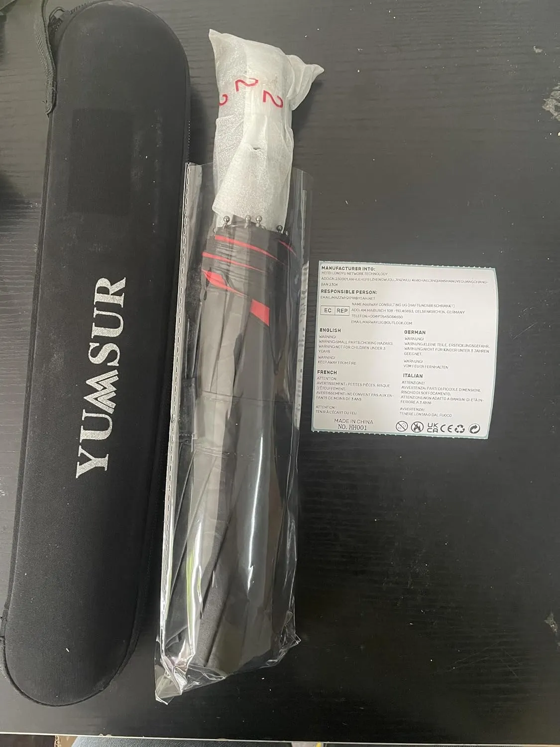 YumSur Compact Travel Umbrella - Windproof, Reinforced Canopy, Tested in 60mph Winds, Strong Reinforced Windproof Umbrella, One Touch Auto Open/Close for Men & Women