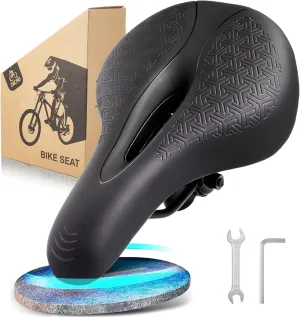 Zacro Comfort Bike Seat for Women & Men, Wide, Memory Foam Padded, Dual Shock Absorbing, Oversized Saddle Fit for Peloton, Outdoor & Indoor Cycling