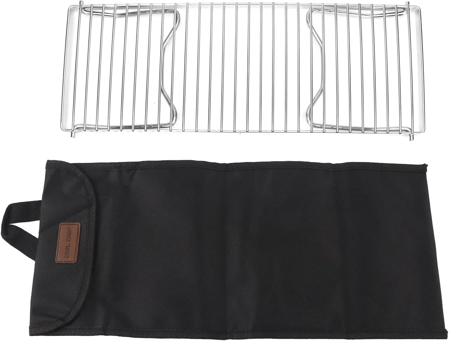 Zerone Folding Camping Grill Stainless Steel Barbeque Grate Grid Portable Barbeque Grill Foldable BBQ Grid Cooking Rack Collapsible Campfire Grill with Storage Bag, 44 x 16cm/17.3 x 6.3in