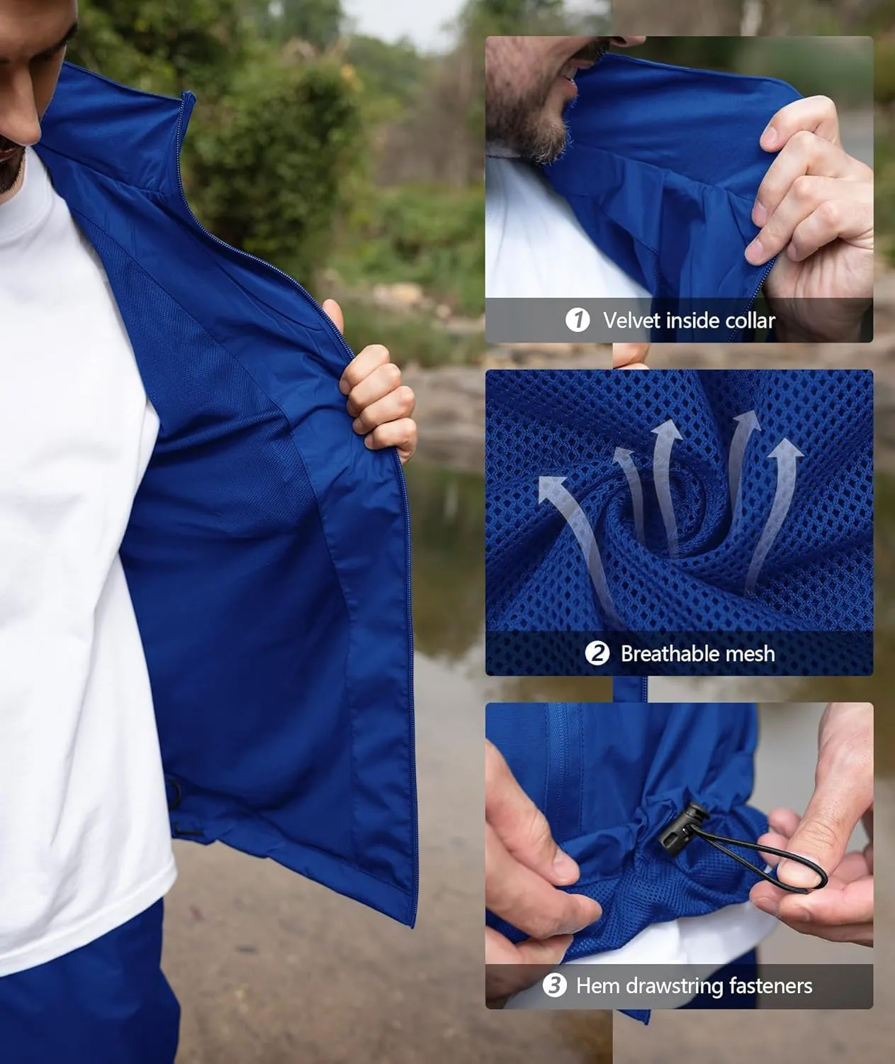 ZITY Rain Suit for Men Women Unisex Waterproof Golf Rain Gear Lightweight Breathable Mesh Waterpoof Zipper Pockets