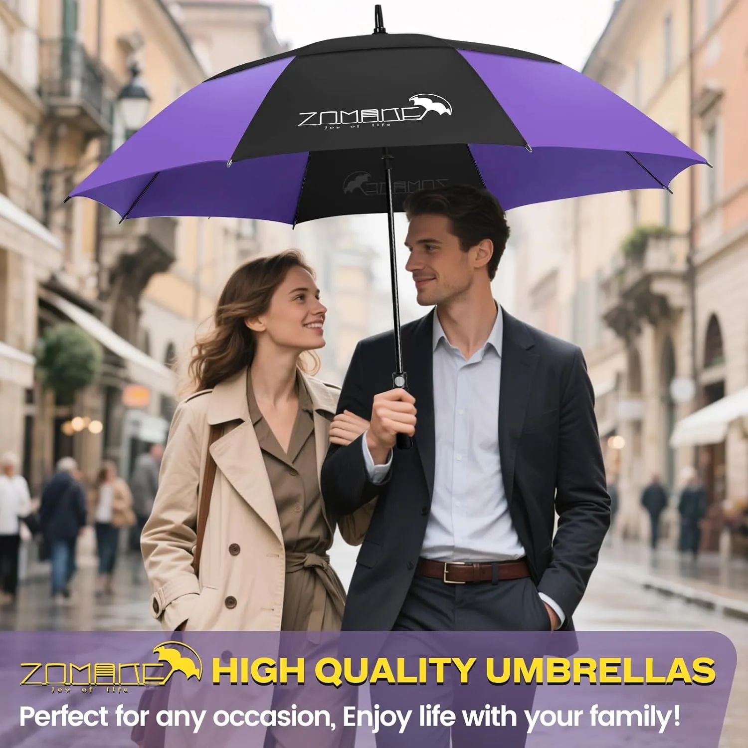 ZOMAKE 62/68 Inch Golf Umbrella Extra Large Oversized Umbrella Windproof Automatic Open with Double Canopy Vented for Rain