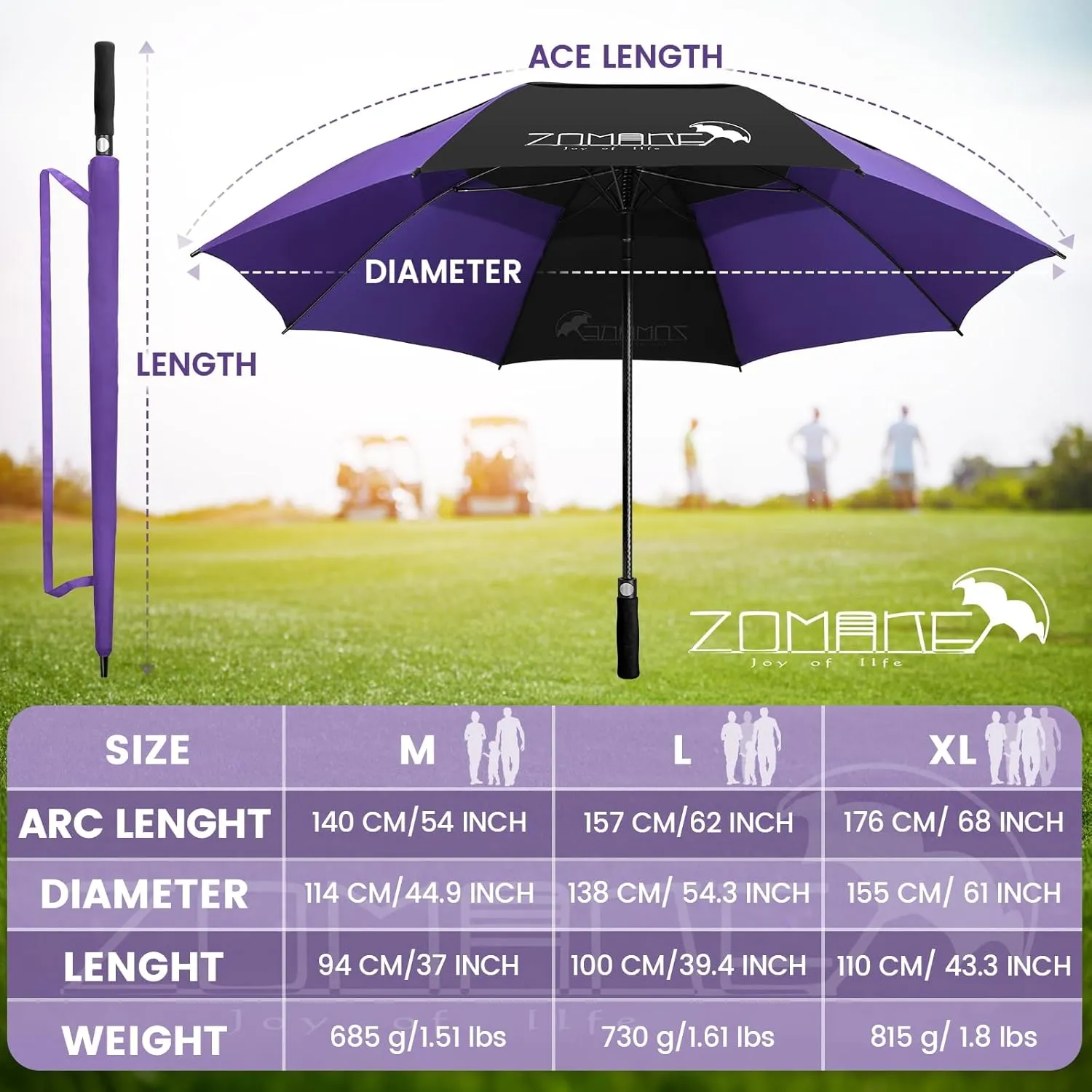ZOMAKE 62/68 Inch Golf Umbrella Extra Large Oversized Umbrella Windproof Automatic Open with Double Canopy Vented for Rain