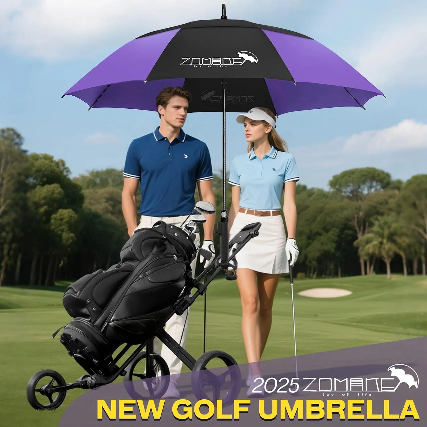 ZOMAKE 62/68 Inch Golf Umbrella Extra Large Oversized Umbrella Windproof Automatic Open with Double Canopy Vented for Rain