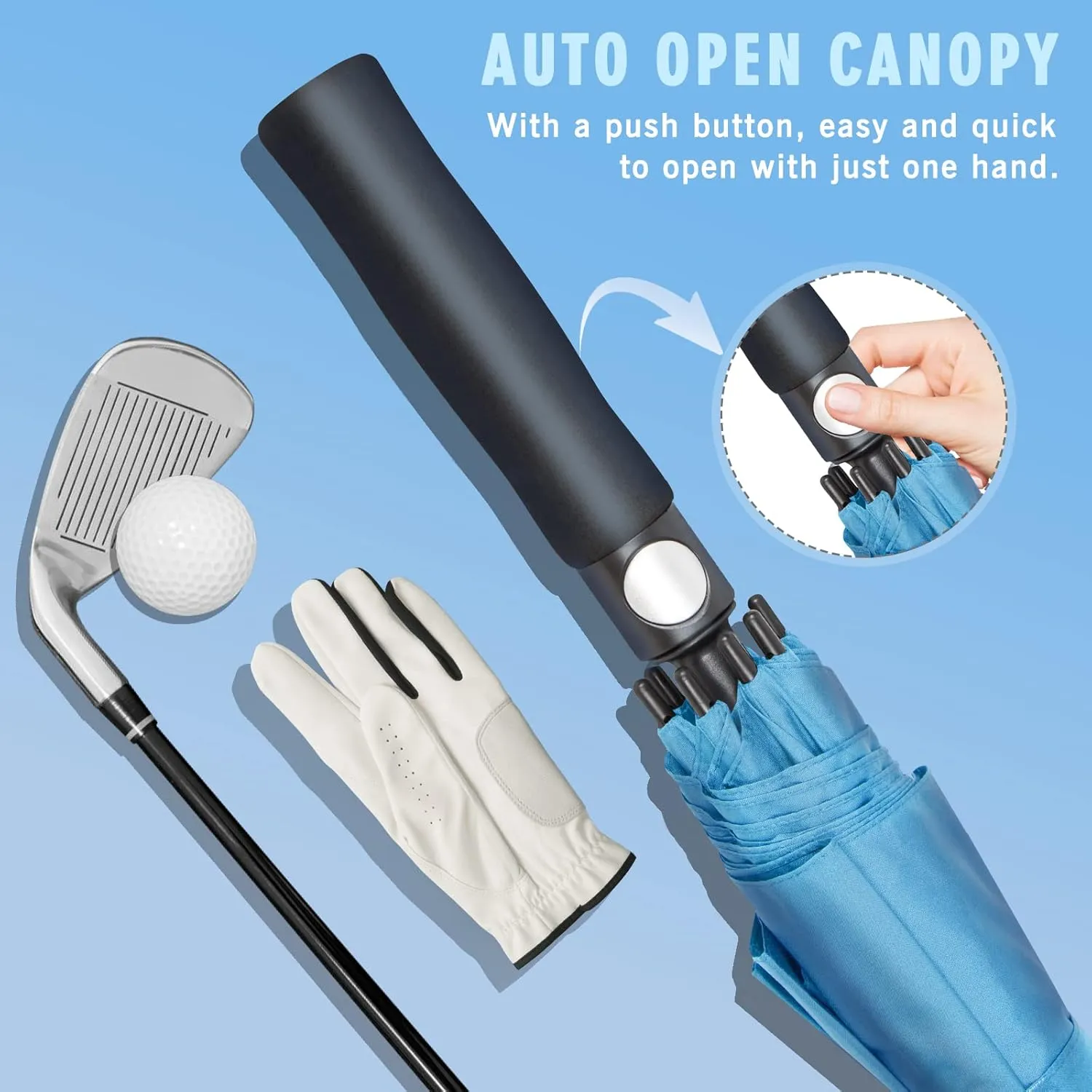 ZOMAKE Automatic Open Extra Large Golf Umbrella 51/54/62/68 Inch, Double Canopy Vented Windproof Oversize Stick Umbrellas for Rain