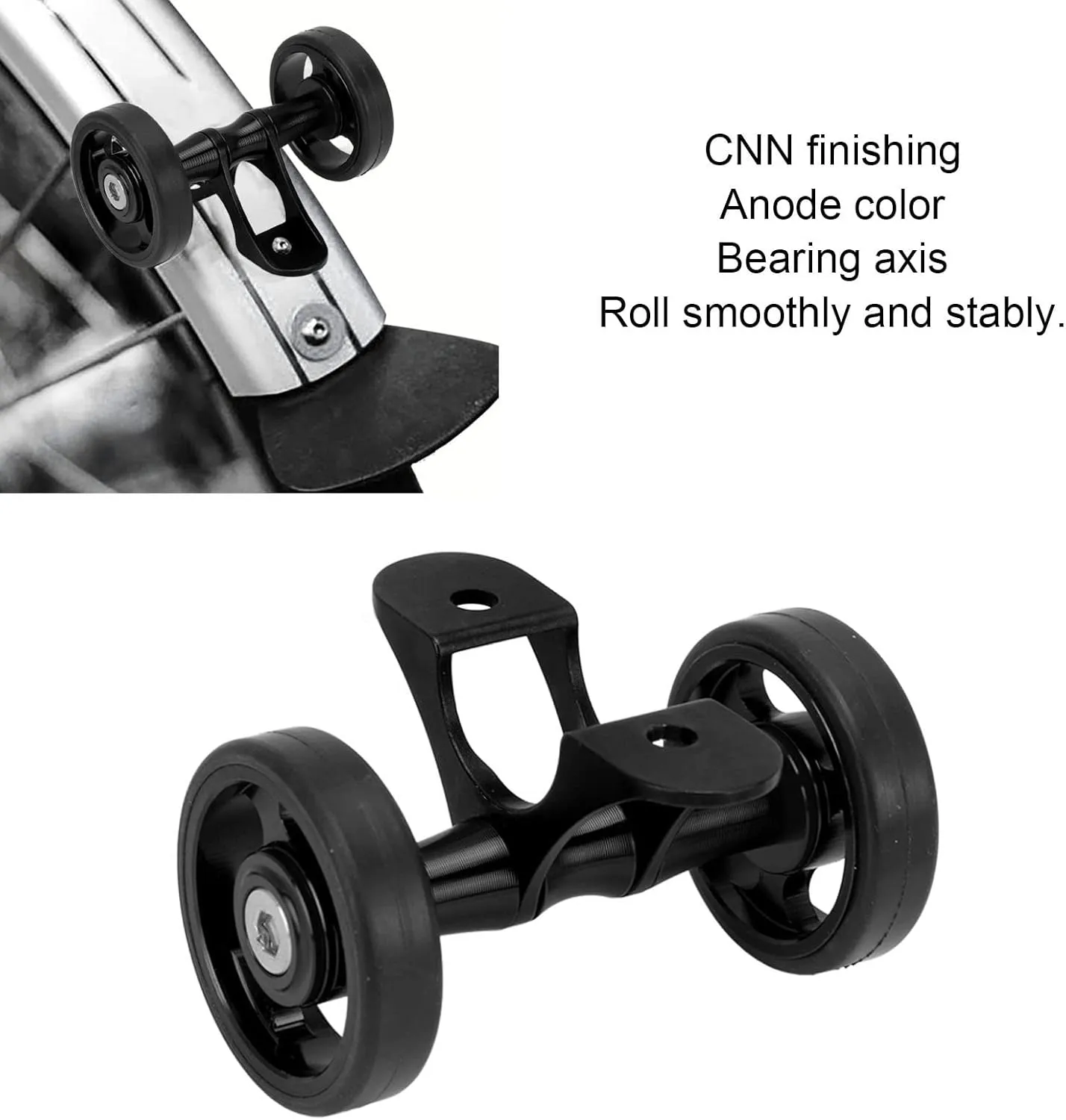 Zunate Easywheel Double Rear Wheels for Brompton Folding Bike, Bike Mudguard Extension Roller Assembly, Aluminum Alloy